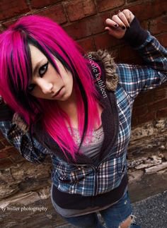 black and pink emo hair