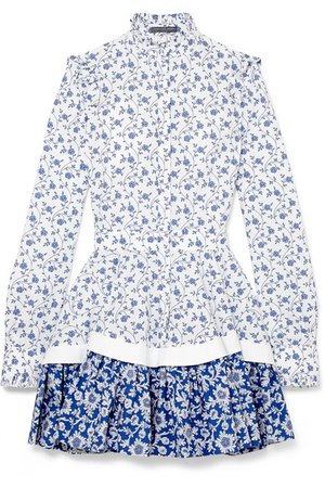 Alexander McQueen | Floral-print ruffled cotton-poplin mini dress | NET-A-PORTER.COM
