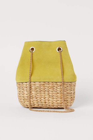 Bucket Bag with Suede Details - Yellow