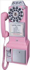 Pink 1950's Classic Antique Reproduction Pay Phone Antique Wall Phones by WorldToHome.com