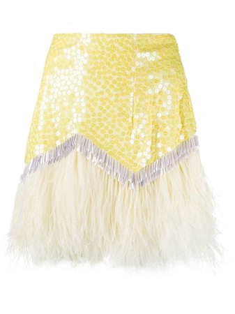 The Attico Sequin Feather Skirt - Farfetch