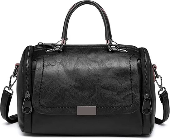 Amazon.com: KKP Women's Purse Leather Handbags Women Travel Satchel Bag Adjustable Strap Boston Bag-Black : Clothing, Shoes & Jewelry