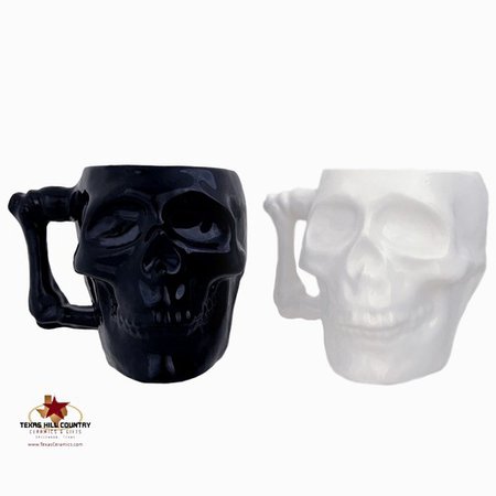 *clipped by @luci-her* Skull Mug 10 OZ Halloween Horror Decor by Texas Ceramics Made in USA | TexasCeramics on ArtFire