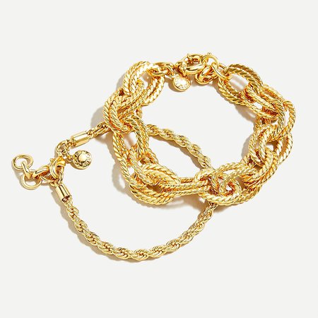 J.Crew: Lasso Chain Bracelet 2-pack For Women gold