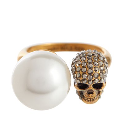 Alexander McQueen - Faux pearl and crystal-embellished ring | Mytheresa