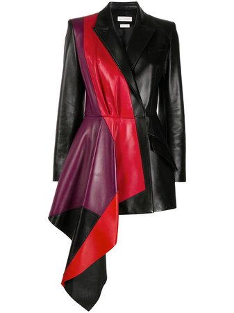 Black Alexander McQueen contrasting panel draped jacket 641710Q5AFB - Farfetch