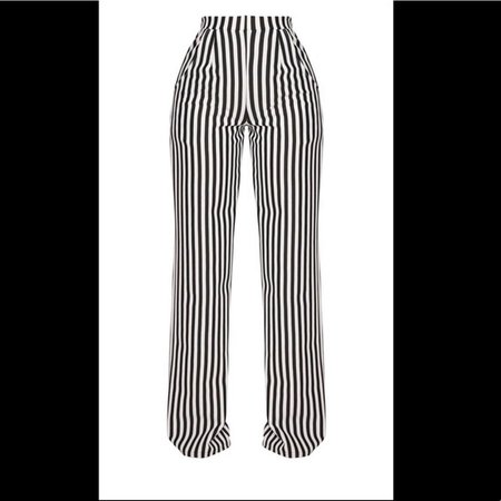 PrettyLittleThing Pants | Shape Black Striped Wide Leg Pants | Poshmark