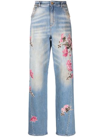 Blumarine floral-embroidered Boyfriend Denim Jeans - Farfetch