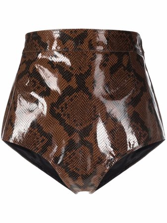 Alessandra Rich snakeskin effect leather mini shorts - FARFETCH