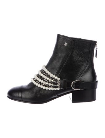 Chanel Faux-Pearl Chain-Link CC Boots - Shoes - CHA343676 | The RealReal