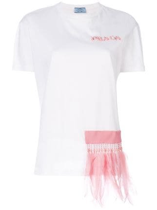 Prada Trimmed And Embellished T-shirt $1,005 - Buy AW17 Online - Fast Global Delivery, Price