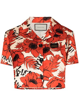 Gucci floral-print Cropped Bowling Shirt - Farfetch