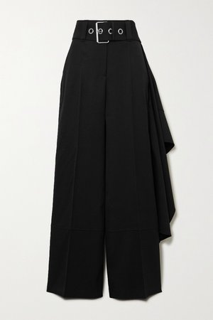Black Belted draped wool wide-leg pants | JW Anderson | NET-A-PORTER