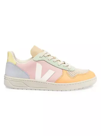 Shop Veja V-10 Colorblocked Leather Low-Top Sneakers | Saks Fifth Avenue