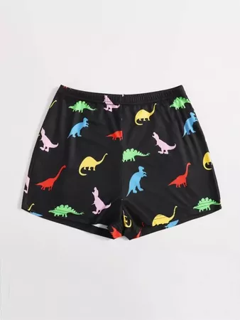 Dinosaur Print Shorts | SHEIN USA black