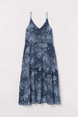 Cotton-blend Maxi Dress - Blue