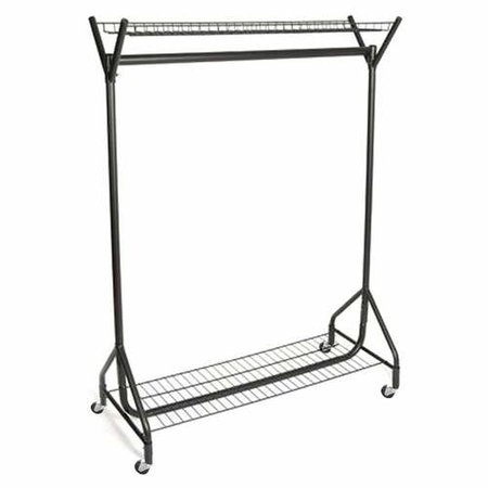 Black Heavy-Duty Clothes Rail With Top and Bottom Shelf - Choice of 4 ft & 6 ft widths