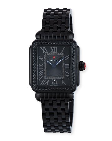 MICHELE 18mm Deco Madison Noir Diamond Watch