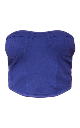 Blue Cup Detail Ribbed Sweat Corset Top $32