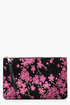 Millie Cherry Blossom Satin Clutch Bag