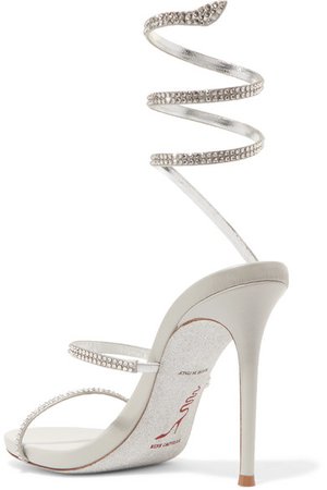 René Caovilla | Cleo crystal-embellished metallic leather sandals | NET-A-PORTER.COM