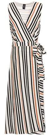 Striped Printed Twill Wrap Dress