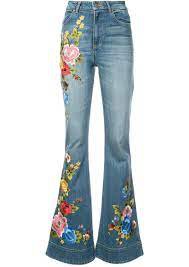 embroidered flared jeans