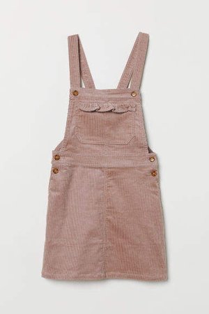 Corduroy Bib Overall Dress - Pink