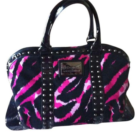 *clipped by @luci-her* Betsey Johnson Black and Hot Pink Satchel - Tradesy