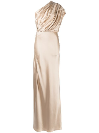 Michelle Mason asymmetric open back gown