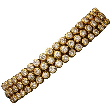 Cartier Paris, Ultra Flexible 18 Carat Gold Diamond Bracelet, circa 1970s For Sale at 1stDibs