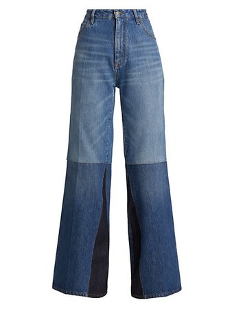 Victoria Beckham Patchwork Flare Jeans | SaksFifthAvenue