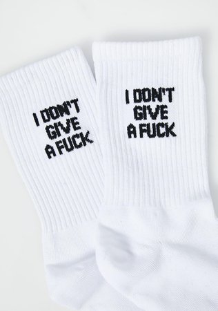 White I Dont Give A Fuck Crew Socks | Dolls Kill