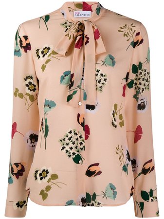Red Valentino tied-neck Floral Print Blouse - Farfetch