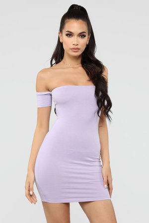 Simple Dreams off Shoulder Mini Dress - Lavender