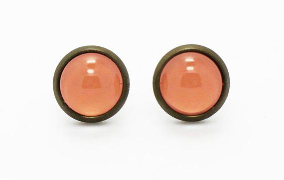 Peach Stud Earrings Peach Color Earrings Party | Etsy