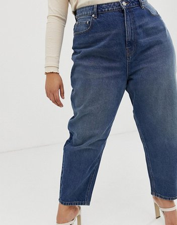 Темно-синие джинсы бойфренда со свободными штанинами ASOS DESIGN Curve | ASOS