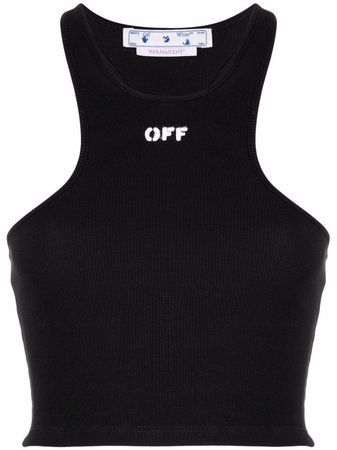 Off-White Off-Stamp Ribbed Crop Top