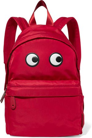 Eyes Appliquéd Shell Backpack - Red