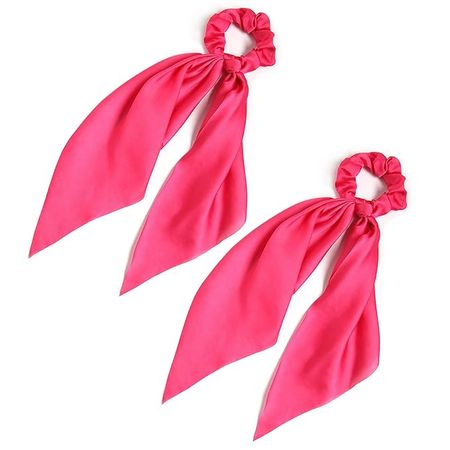 Amazon.com : Pack of 2 Knotted Bow Hair Scrunchies Elastic Hair Scarf Black Hair Ties Bands Satin Hair Ribbon Scrunchy Red Ponytail Holder for Women and Girls (Hot pink) : Beauty & Personal Care