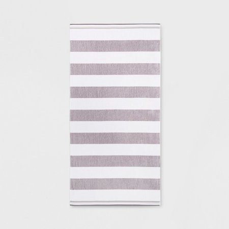 XL Cabana Stripe Beach Towel Gray/White - Sun Squad™ : Target