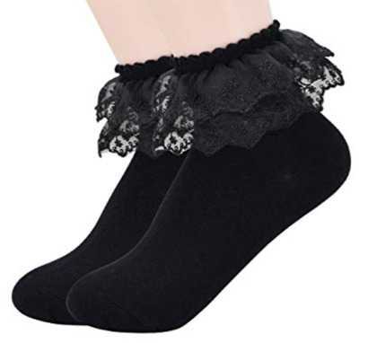 Black ruffle socks
