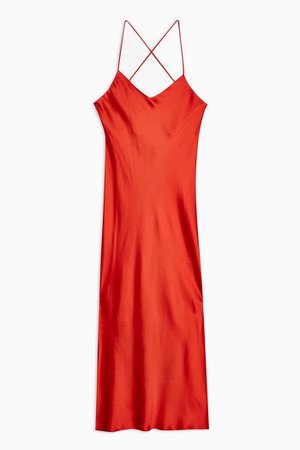 Red Cowl Back Satin Slip Dress | Topshop