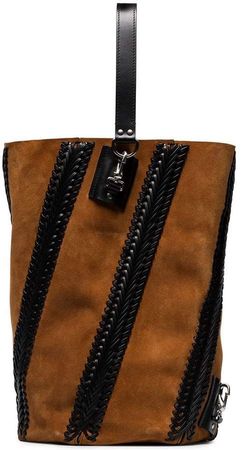Brown Hex suede and leather bucket backpack