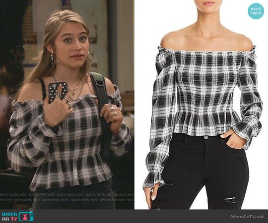 WornOnTV: Shannon’s plaid off-shoulder smocked top on Fam | Odessa Adlon | Clothes and Wardrobe from TV