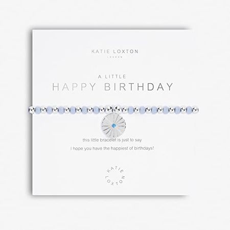Amazon.com: KATIE LOXTON A Little Color Pop Happy Birthday Womens Pale Blue Crystal and Silver Plated Stretch Band Fashion Charm Bracelet Round Disc: Clothing, Shoes & Jewelry