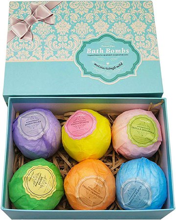 Amazon.com : Bath Bombs Ultra Lush Gift Set By NATURAL SPA - 6 XXL All Natural Fizzies With Dead Sea Salt Cocoa And Shea Essential Oils - Best Gift Idea For Birthday, Mom, Girl, Him, Kids - Add To Bath Basket : Beauty