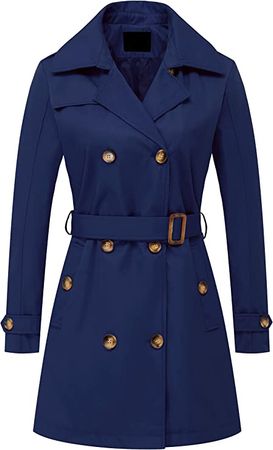 Amazon.com: Chrisuno Women's Double Breasted Trench Coats Mid-Length Belted Overcoat Long Dress Jacket with Detachable Hood : Clothing, Shoes & Jewelry