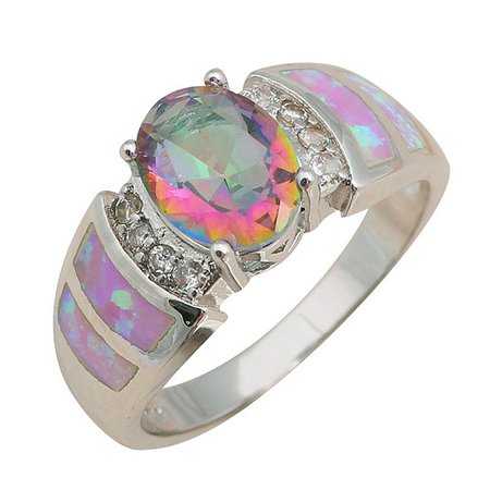 Victorian Style Mystic Rainbow Topaz & Opal Ring