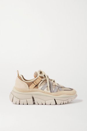 Blake Suede, Leather And Mesh Sneakers - Beige